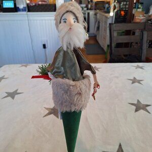 Fire Robin Christmas Cone Puppet Elf Santa Green Velvet Lobster 16" Vermont Made